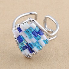 Кольцо из бисера безразмерное «Морской бриз» Кольцо из бисера безразмерное «Морской бриз»